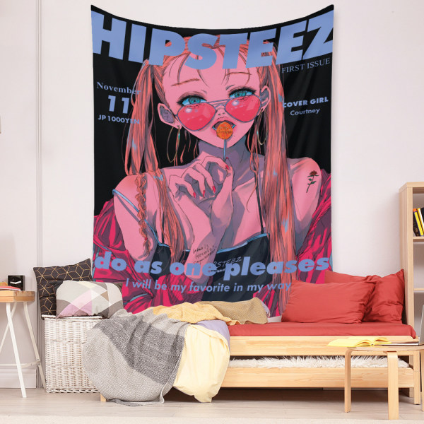 Wekity Anime Gobelin Estetisk Kunst Hjem Bakgrunn Stoff Dekor Gave Boho Gobelin for Stue Soverom Innredning (614-20, 71 X 91 tommer )