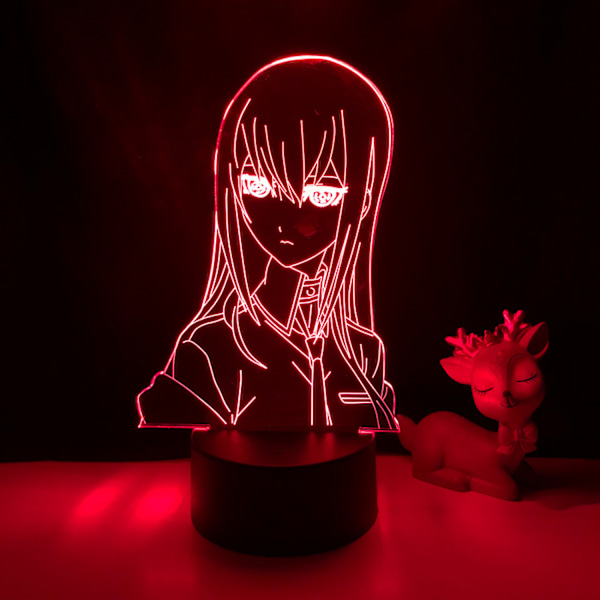 JUSTUP 3D Natlampe Anime Figur  3D Illusion Lampe Fjernbetjening til Børns Soveværelsesindretning --- Sort Sæde