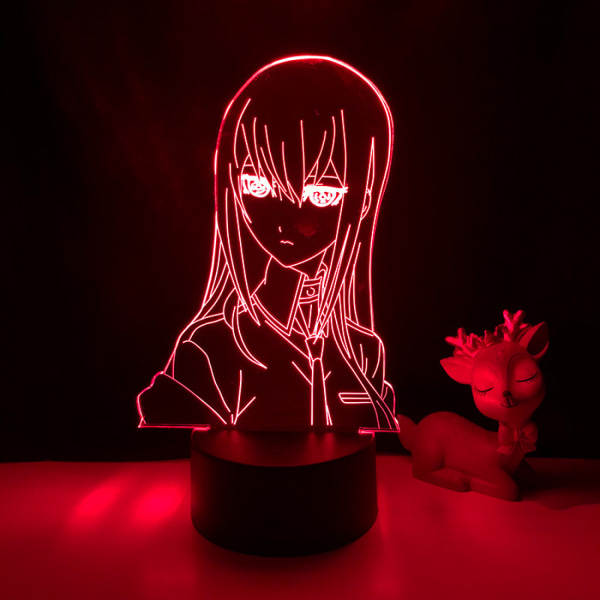 JUSTUP 3D Nattljus Anime Character 3D Illusion Lamp Fjärrkontroll för barn Inredning i sovrummet --- Svart säte