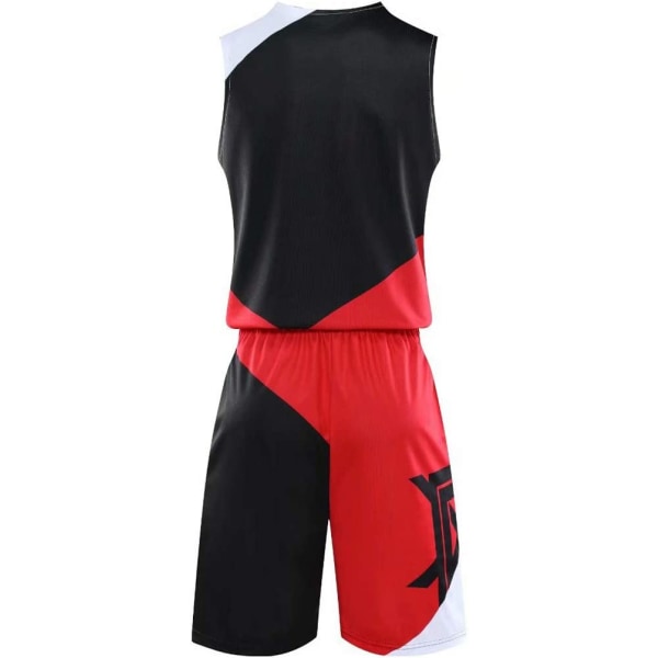 Minimal Su Baskettröja för herr lagskjorta och shorts Set Tävlingströja Sportswear Träningsoverall Barn röd/svart XL