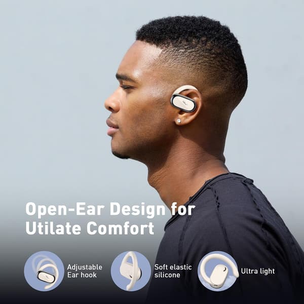 Open Ear-hovedtelefoner og -ørepropper, Open-Ear-design, langtidsholdbart batteri (48 timer), LED-display, Bluetooth 5.3, Hi-Fidelity-lyd, øreho