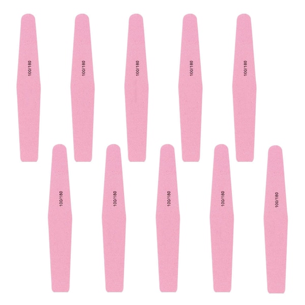 10 stk./sæt Neglekunst Manicure Pedicure Værktøj Negleslibning Filer Buffer Polerer Pink