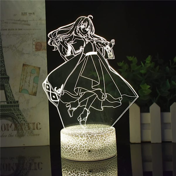 3D Vandrande Häxa Illusionslampor Anime Light Novel Resan av Elaina Lampor Fjärrkontroll/Touch LED Nattlampor (Lava Bas)
