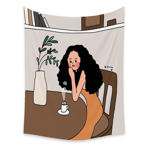 Wekity Girl Couple Liten Frisk Gobeläng Estetisk Konst Hembakgrund Tyg Dekoration Present (LY018, 29 X 38 tum)