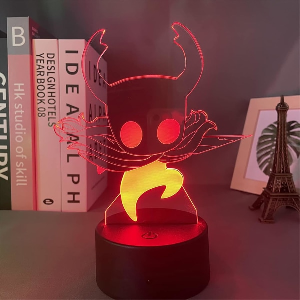 WJ Hollow Knight 3D nattlampa illusion lampa färgförändrande LED akryl RGB-lampor för sovrum Alla hjärtans dag present LED-lampor, barnrumsdekor Den ihåliga riddaren