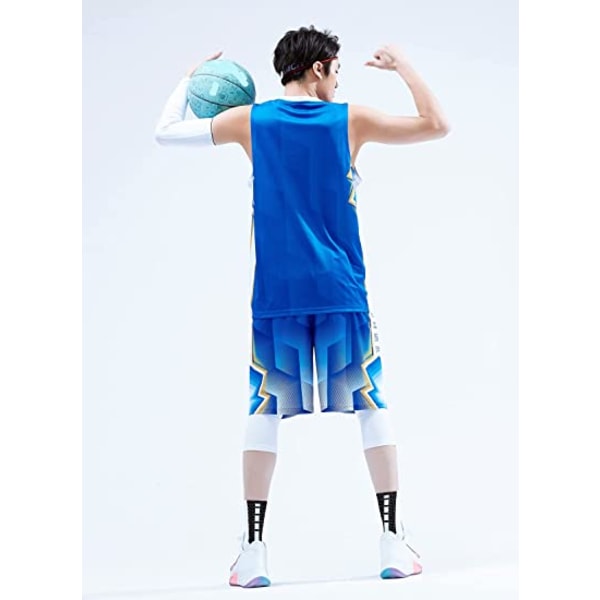 Baskettröjor och shorts för herrar Laguniformer med fickor Träningsoverallsuniformer blå—5XL