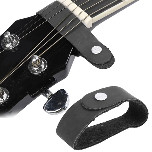 Mikrofiber Læder Guitar Nakkestrop Knap Elektrisk Guitar Bas Nakkestrop Bindekrog Sort