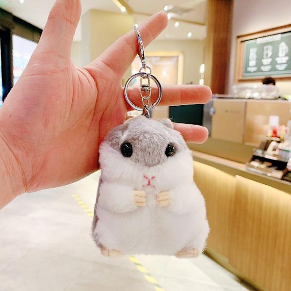 Söt liten docka, parväska hänge, plyschleksak docka nyckelring, docka hänge Plush Hamster Grey