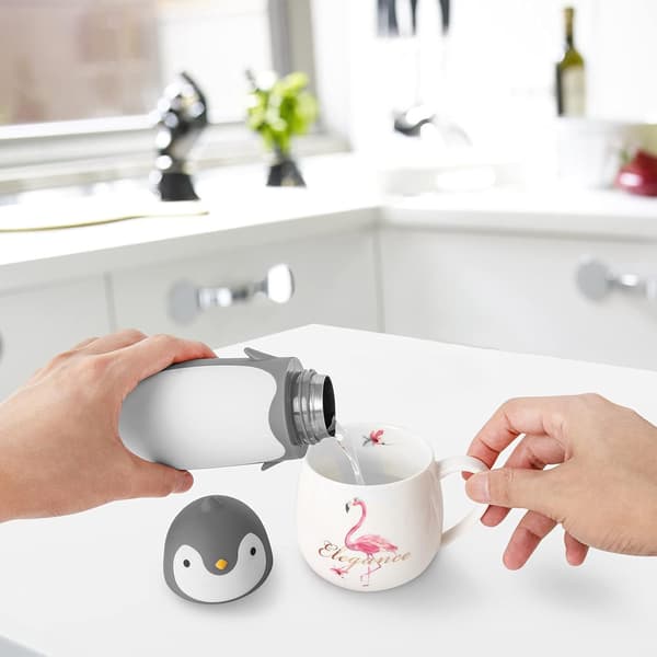 Penguin rostfritt stål vakuum termos resetermosmugg tevattenflaska kaffetermos (grå)