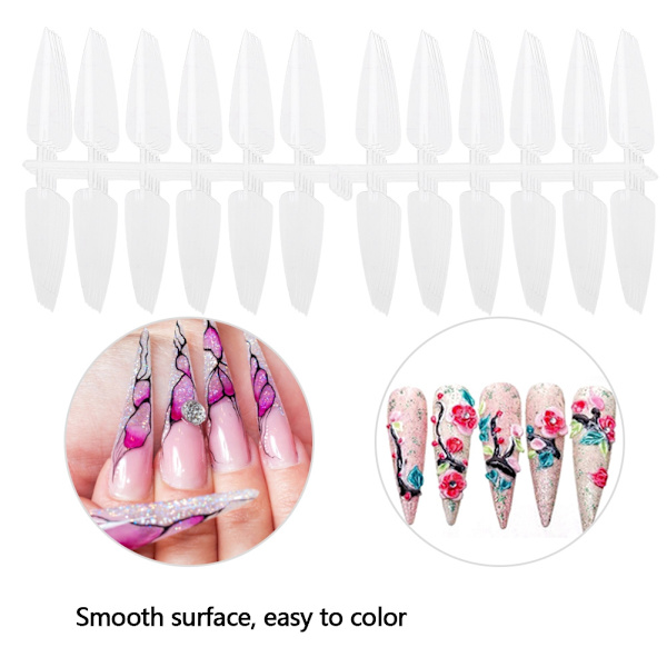 240 stk. Foldbare flade spidse negletips Manicure farve display øvelsesværktøj (gennemsigtig)