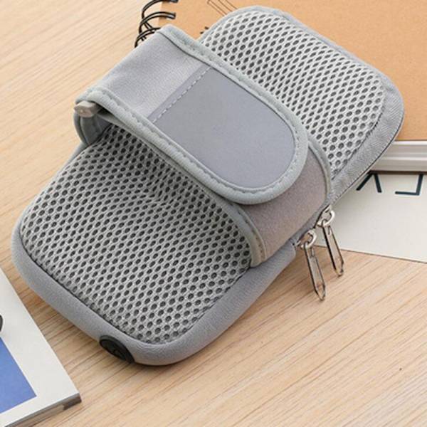 Vattentät löpararmband för utomhusbruk för män och kvinnor, för telefoner på 5,1-7 tum (Plus size-6,6-7 tum mobiltelefon) - grå
