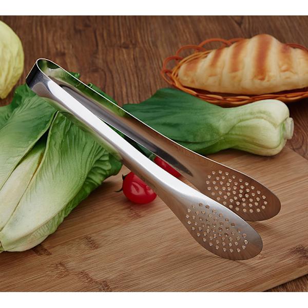 Serveringstång i rostfritt stål, 9 tum matserveringstång aptitretare buffétång gaffel, för servering, matlagning, sallad, grill, tårta, bröd