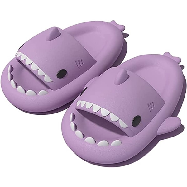 AVEKI Unisex Shark Slides Non-Slip Novelty Open Toe Sandaler Fashionabla Söta Strandtofflor Inomhus & Utomhus, Lila, Storlek: 36/37