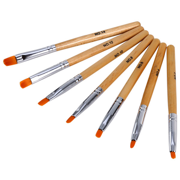 7 st Nail UV-penselplatt huvud Manikyr Falska spetsar Akryl Gel Målningsritningsdesignverktygssats