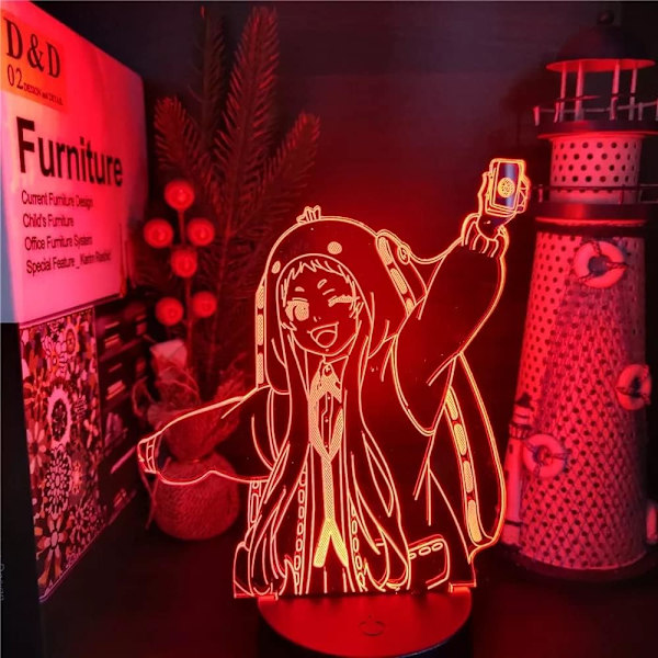WJ 3D Led Illusion Lamp 3D Anime Nattljus Runa YOMOZUKI Manga Lampara Ljus Ljus Visuell Leksak Present Illuminator Lampa Belysning 7-Färg Touch PXJD