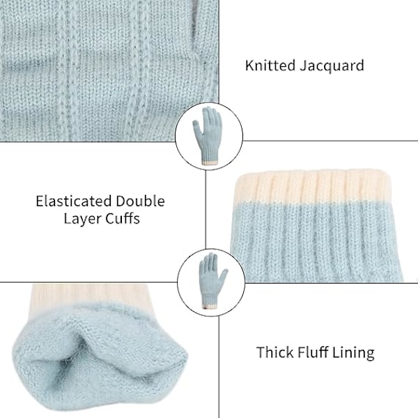 Varmfodrade Vinterhandskar för Kvinnor, Touchscreen-Handskar, Elastiska Stickade Fleece-Handskar för Löpning, Arbete och Utomhusaktiviteter, 03