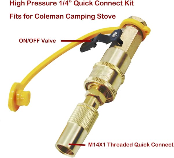 1/4\" Quick Disconnect Propanadapter til Campingovne & Bærbare Grills - Universal Gasfitting med Quick Connect Ventil, Sort
