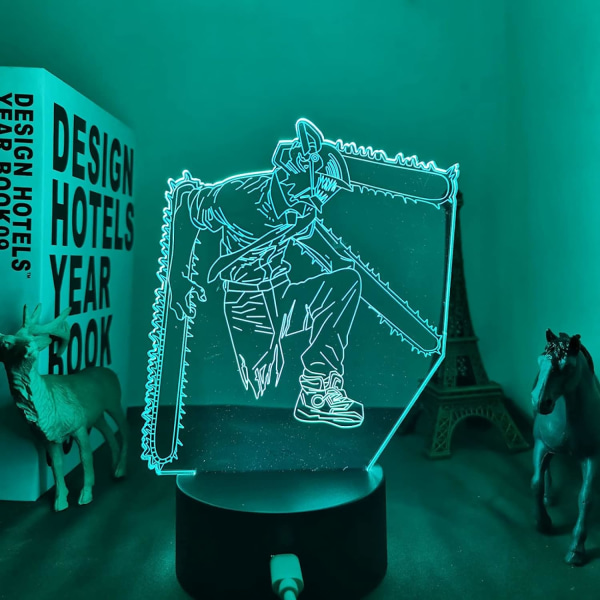 WJ 3D LED-lampa Anime Chainsaw Man för sovrumsdekoration Nattlampa Barn födelsedagspresent Manga Chainsaw Man LED-nattlampa Sänglampa Motorsågsmannen
