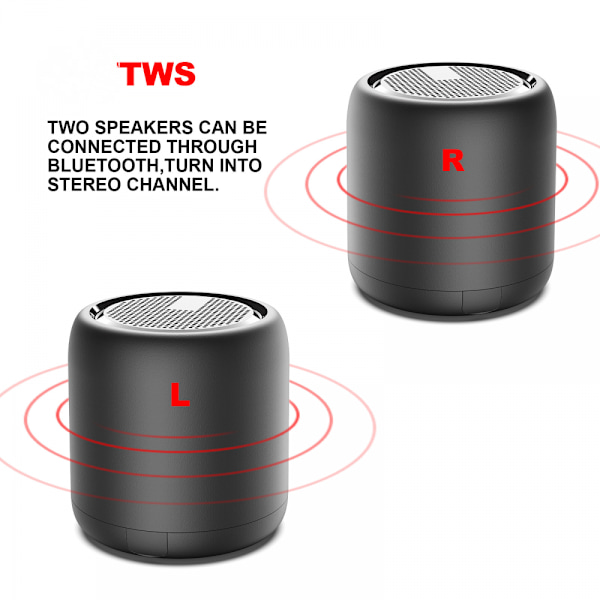 Kannettava Bluetooth-kaiutin matkakotelolla, mikrofonilla, TWS-langaton kaiutin iPhonelle, Androidille ja iOS:lle matkalle, leirintään, lahjaksi (musta)