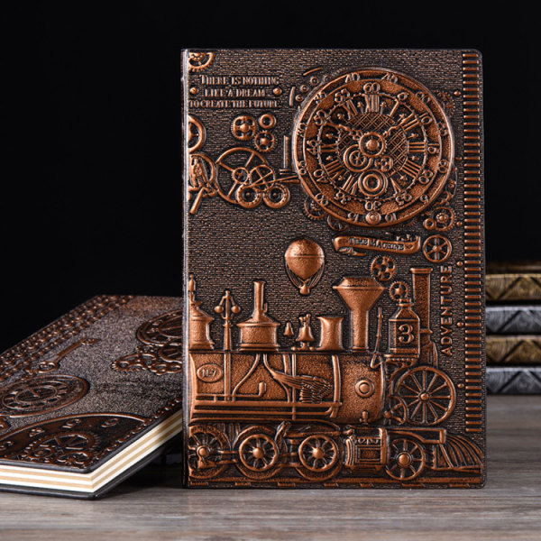 Håndlavet hardcover PU notesbog Europæisk stil præget retro notesblok A5 dagbog