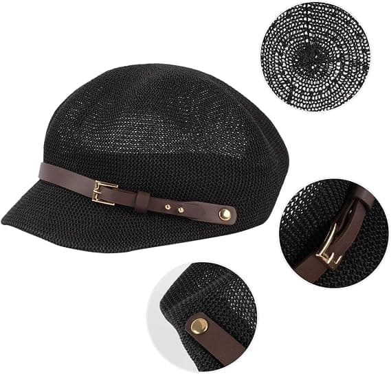 Sommerstrohat med bred skygge til kvinder - Newsboy Cap - Malerhat