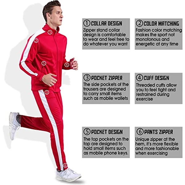 Herre Sportswear Sets Sports Gym Treningsklær Sportswear Sets med Full Zip Men  XL