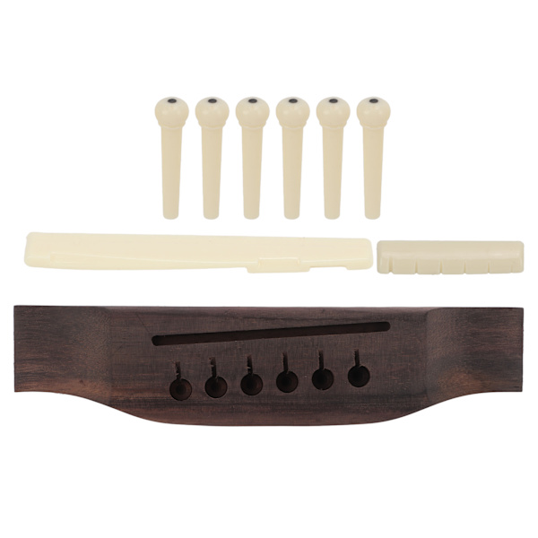 Gitar Preslotted Bridge Set Rosewood Plast Sadel Mutter Pin Set for Akustiske Gitarer