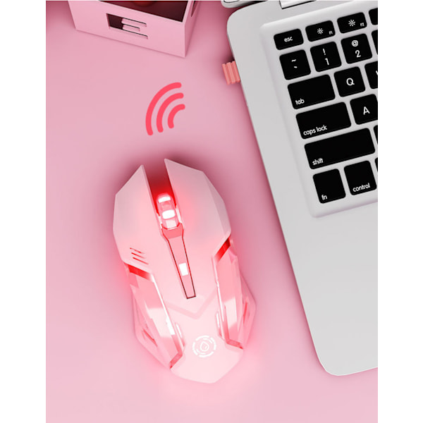Kevyt Langaton Pelihiiri, Ladattava Langaton Hiljainen Valoisa Hiiren, 4 Säädettävää DPI:tä, 2.4G USB-vastaanotin, Ergonomiset RGB-pelihiiri