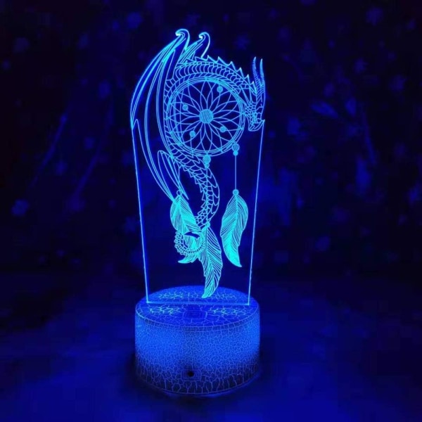 WJ 3D Vindklokke Drømmefanger Natlys Lampe Illusion Led 7 Farve Skiftende Touch Switch Lamper Akryl Flad ABS Base USB Kabel Legetøj (Bus)