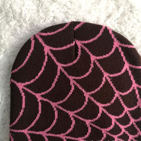 Y2K Gotisk edderkoppemønster uld akryl strikket hue kvinder hue vinter varme beanies mænd casual Skullies udendørs pink