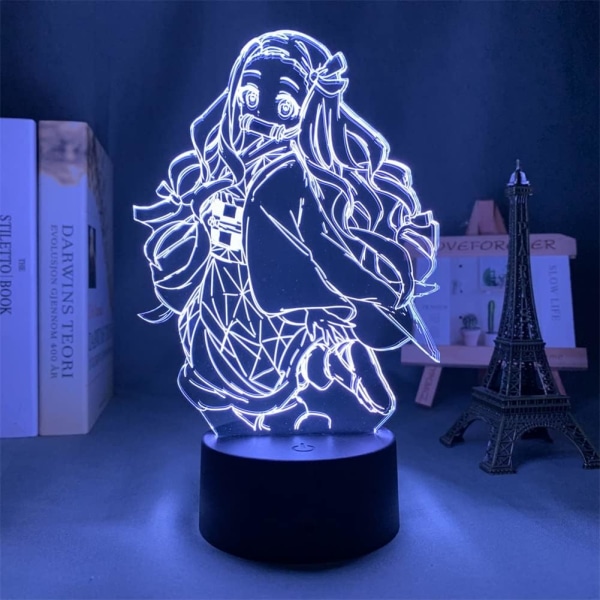 3D Anime Lampa Nezuko Kamado Figur Led Nattlampa 7 Färger Touch/Fjärrkontroll 16 Färger Ändras för Barn Sovrumsdekor Manga Illusion Nattlampa