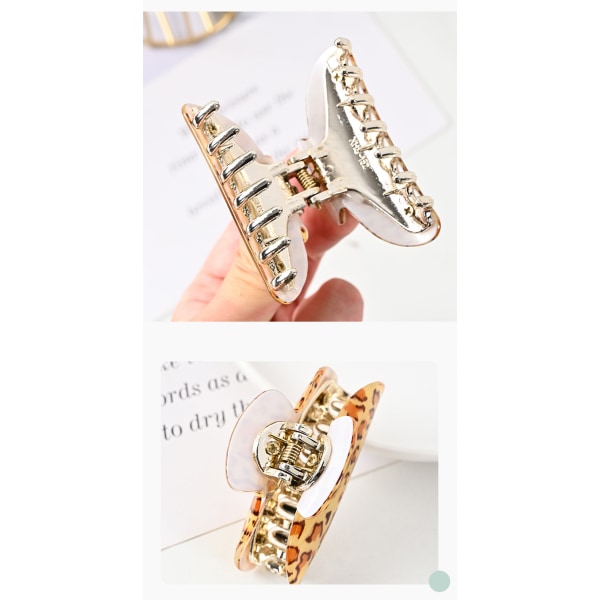 2 st Kvinnors Mode Leopard Tryck Hårklämma Enkelt Temperament Elegant Toppklämma Hårklämma-Akrylmaterial---------Lime Grön