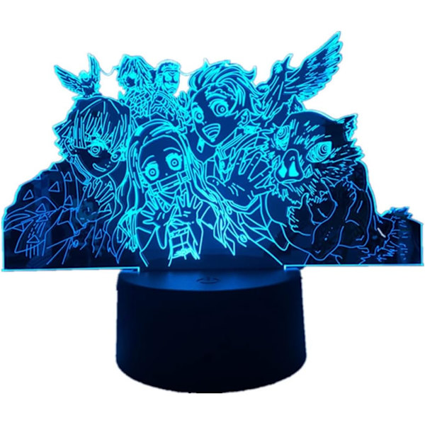 WJ 3D Led Illusion Lampe Anime Natlampe til Børneværelse Dekoration 7 Farve Touch/Fjernbetjening 16 Farver Skiftende USB Skrivebordslamper