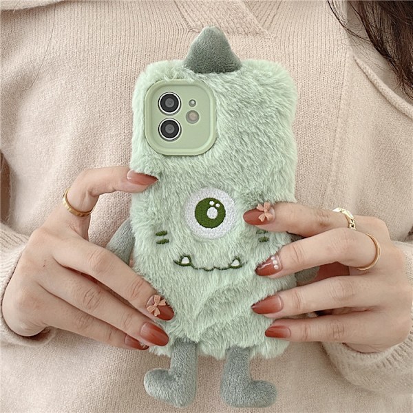 Furry Telefonfodral Kompatibelt med iPhone 11, Sött Fluffigt Plyschfodral Supermjukt TPU Silikon Stötsäkert Skyddande Fodral