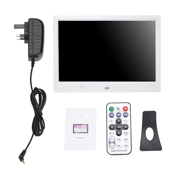 10\" HD Digital Fotoram Album Plyer Rörelsesensor 1080 -240V (vit, )