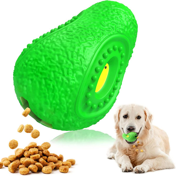Hundleksaker Treat Dispensing Tough Naturgummi Hundbitningsleksak för medelstora och stora hundar，Avocado