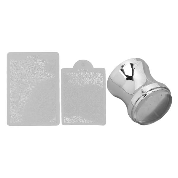 Neglekunst Stempel Silikonstempel Transparent Neglekunstverktøy med Stempelplater