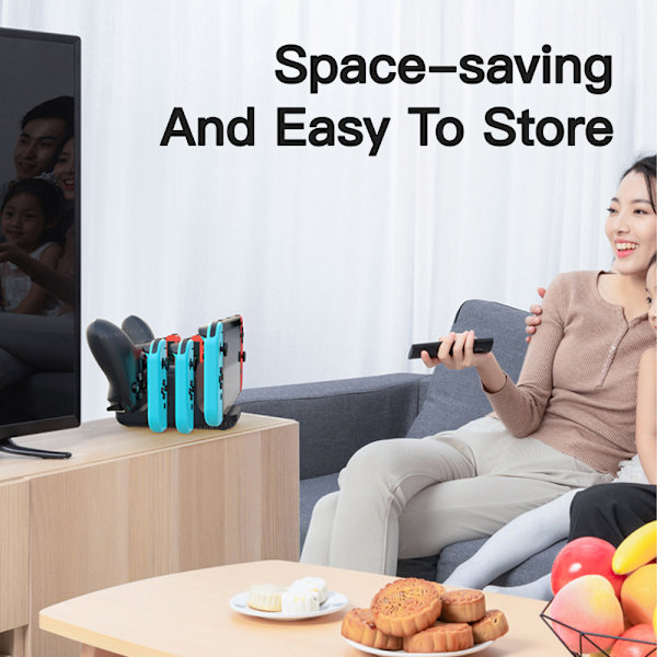 6-i-1 Opladningsdock til Nintendo Switch Konsol Joy-con Controller Gamepad Oplader Dock Station DC5V/2A Opladningsstativ NS Switch