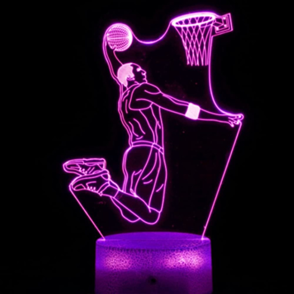 WJ 3D Basketbollspelare Nattlampa Illusion 7 Färgförändrande Touch Switch Bordslampa Dekorationslampor Present med Akryl Flat ABS Bas