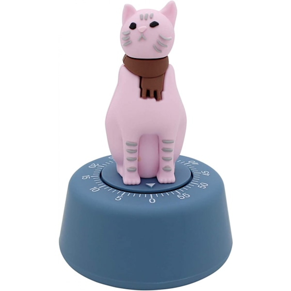 Timer Katteformet Tidsstyring Mekanisk Køkken Timer, Velegnet til Køkken, Læring, Daglig (Pink)