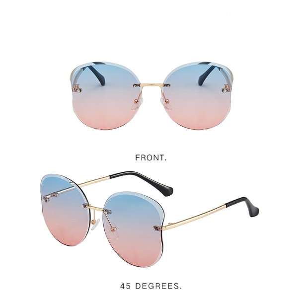 Trendy Retro Polygonal Cut Edge Lens Drenge og Piger Rammeløse Børns Solbriller UV Beskyttelse----Guld ramme øvre lilla pulver tablet