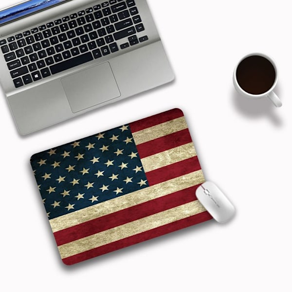 Musmatta med motiv av USA:s nationalflagga, halkfri gummibas, musmatta för datorer, bärbar dator, kontorsbord, tillbehör till musmatta (nationalflagga, 2 st)