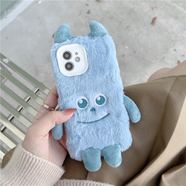 Plysset Telefoncover Kompatibelt med iPhone 11, Sødt Blødt Plys Cover Super Blød TPU Silikone Stødsikkert Beskyttende Cover