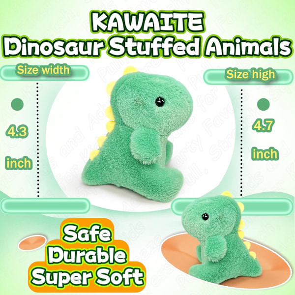 Dinosaur Plysjdyr for Jenter og Gutter, Super Søt Fet Dinosaur Plysj Leke Nøkkelring, Myk Koselig Mini Dino Plysj Leke, Liten St Green