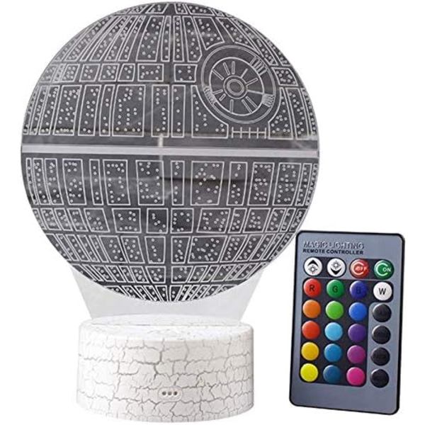 WJ 3D Illusion Superhelt Nattlys Fire Mønster 16 Farge Endring Dekor Lampe Skrivebord Bord Nattlys Lampe for Barn Star Wars Combo Pack-B