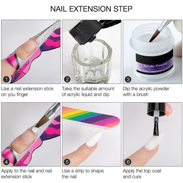 Nagelkristallpulver Nagelkonst Penna Akryl Nagelkonst Formar Akryl Vätska Manikyr Set