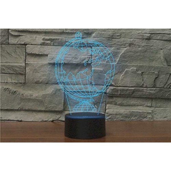WJ 3D Globe Fjernkontroll 16 Farger Nattlys Illusjon Akryl LED Bordlampe Sengelampe Barn Soverom Skrivebord Dekor Bursdagsgaver Leker for Barn