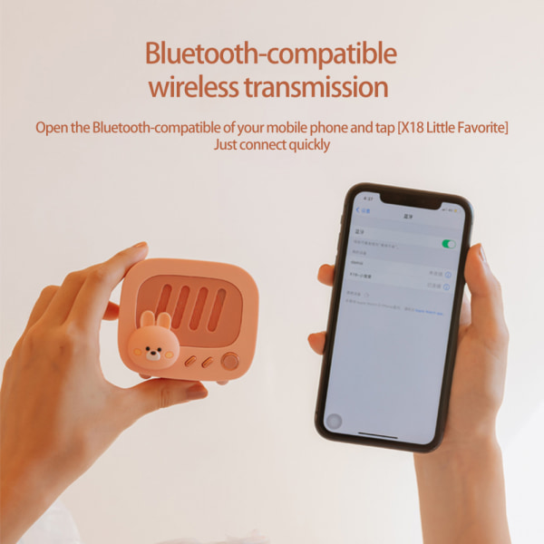 Bluetooth-kompatibel højttaler Universal HiFi lyd Justerbar lydstyrke Genopladelig Arbejdsindikator Håndfri opkald Bærbar sød (Pink)