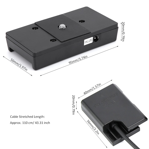 F970 Dummy Batteri Pack Koppling Adapter för EN-EL14 Kamerabatteri med Fjäderkabel