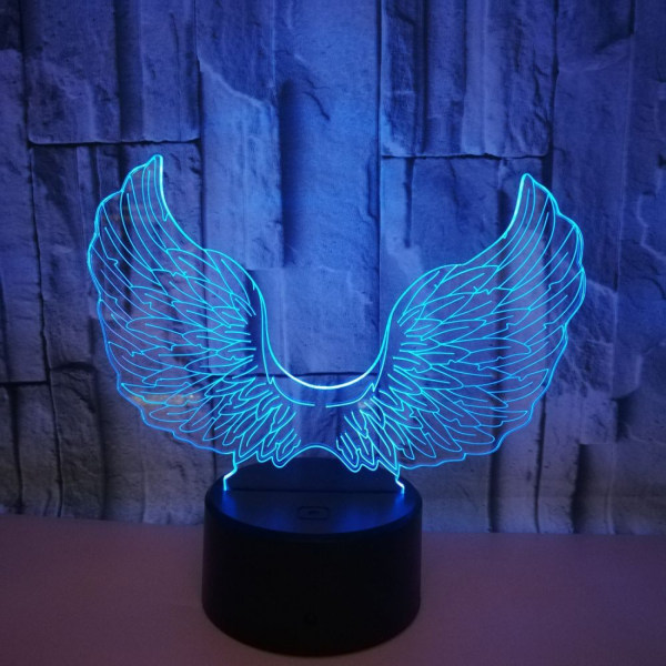 JUSTUP 3D ängelving nattlampa illusion nattlampa 7 färger växlande touch switch bord dekoration lampor present med akryl platt  （Stil 2）